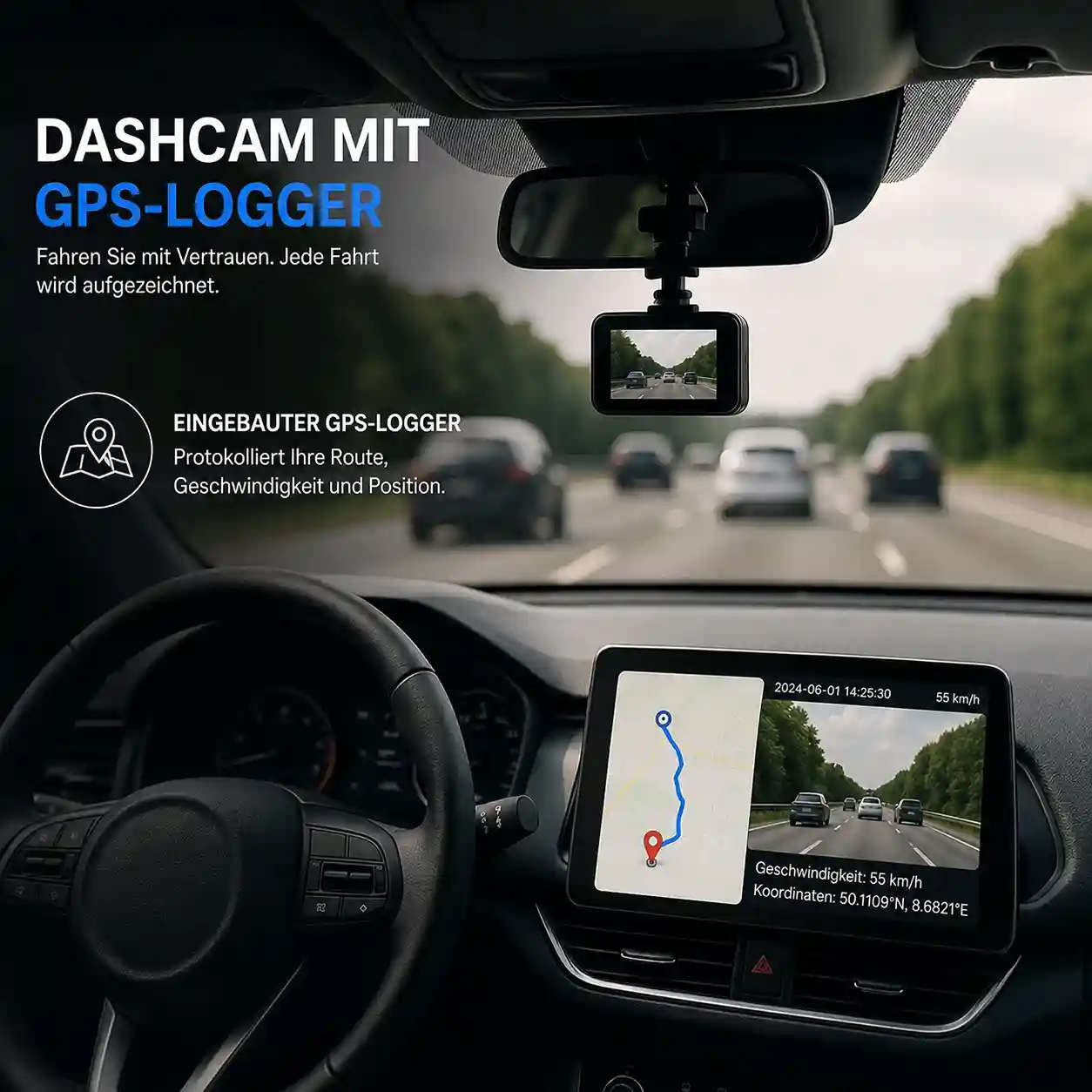 Dashcam mit GPS und Sprachansage