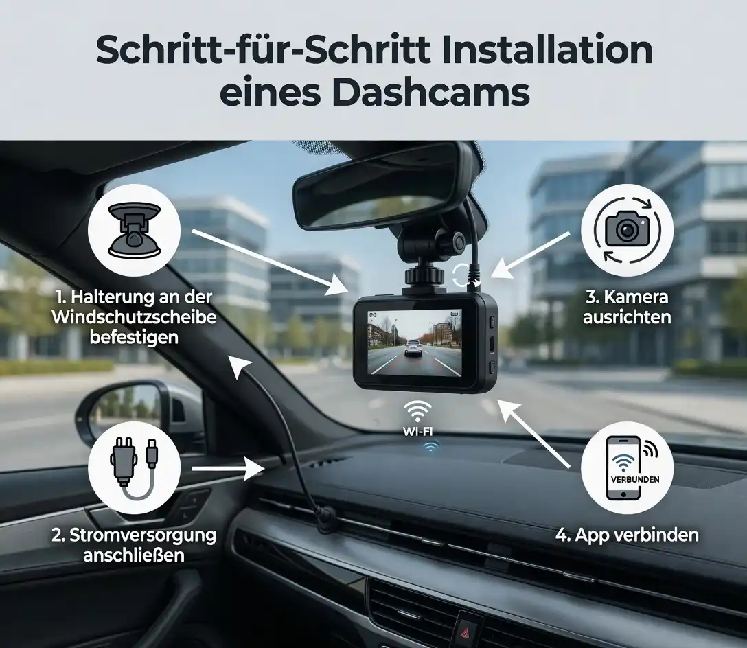 Schritte zur Montage einer Dashcam